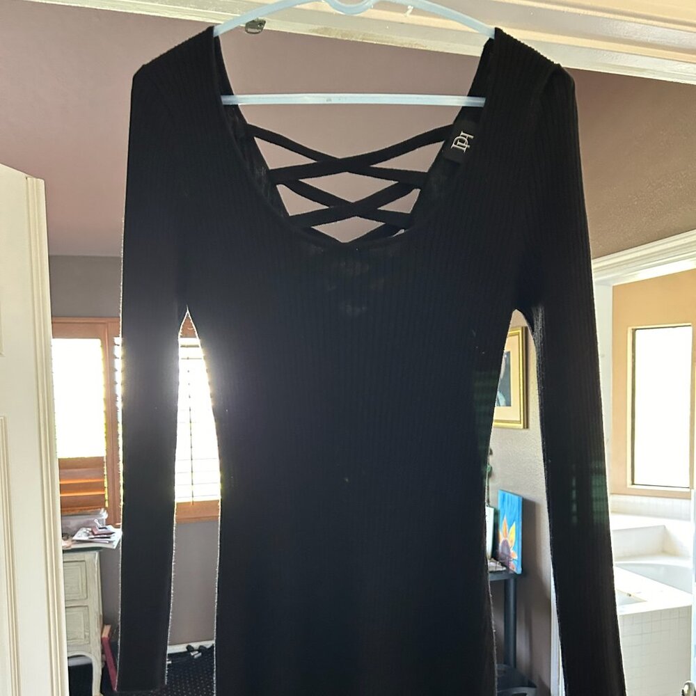 Black stretch knit dress